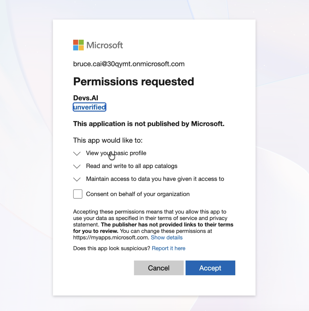 Teams admin consent